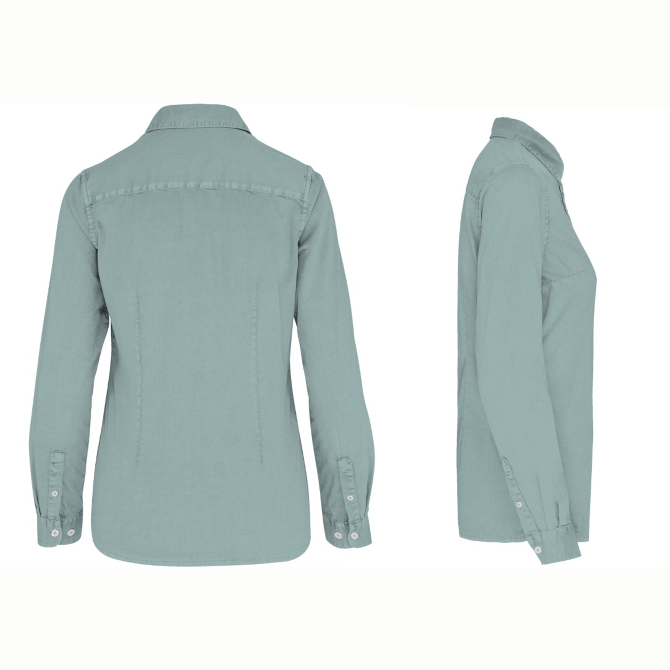 CAMISA ECORRESPONSABLE EFECTO LAVADO MUJER VERDE JADE TALLA 2XL