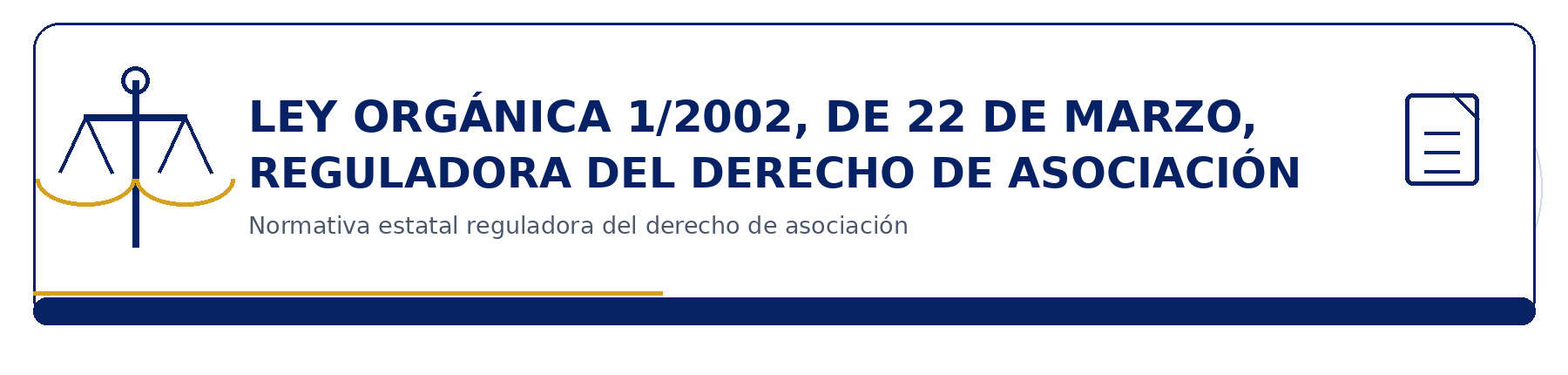 Ley Orgánica 1/2002, de 22 de marzo, reguladora del Derecho de Asociación